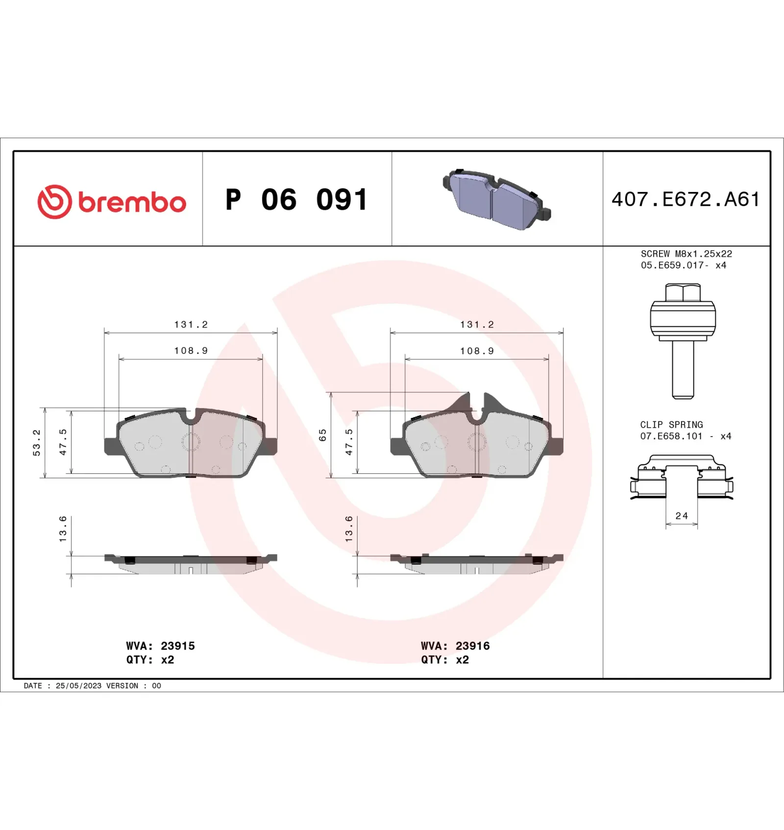 BMW i Serisi I01 Ön Fren Balatası 34106884267 P 06 091 BREMBO - BMW yedek parça