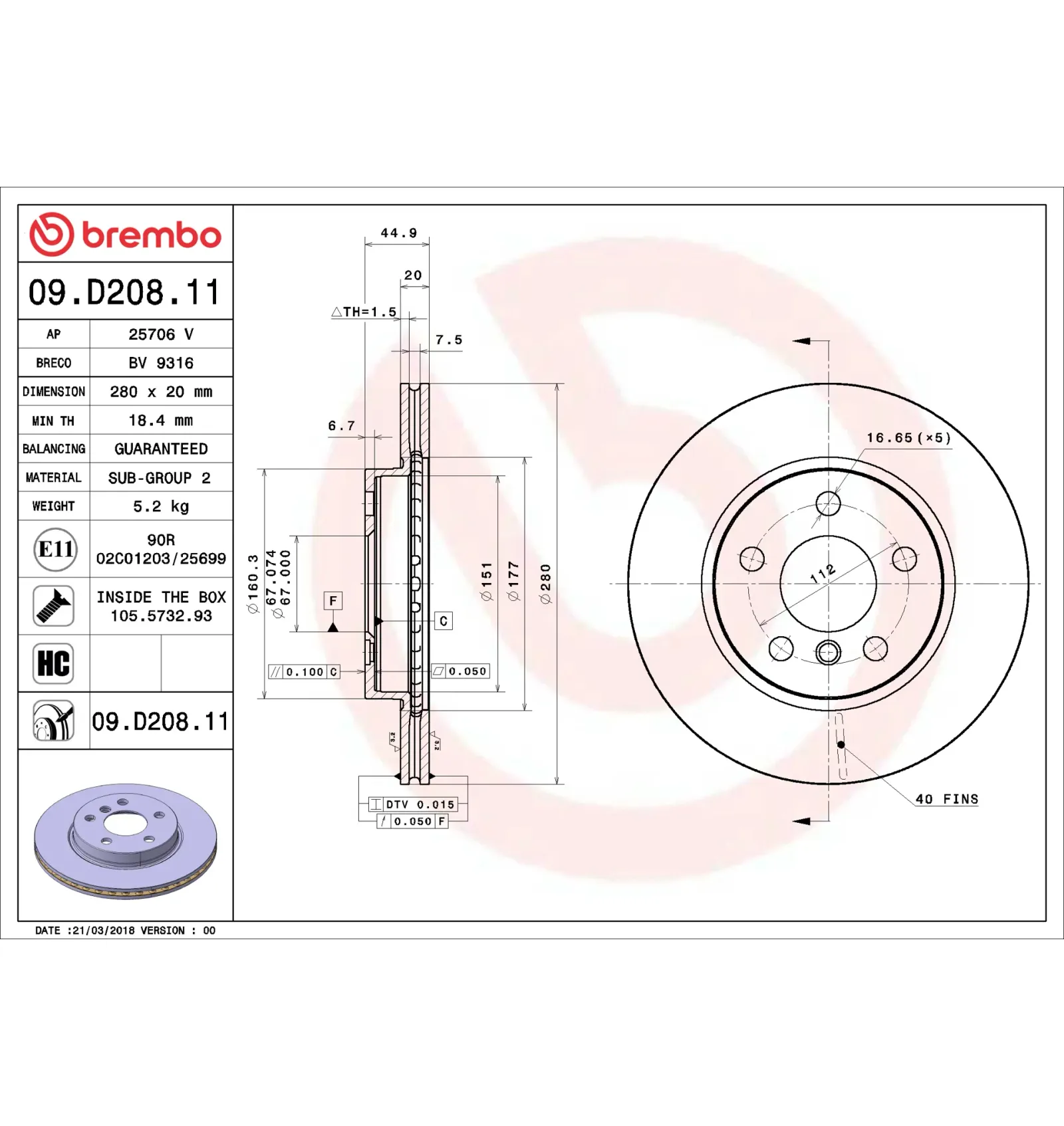 BMW i Serisi I01 Ön Fren Diski 34116861649 09.D208.11 BREMBO - BMW yedek parça