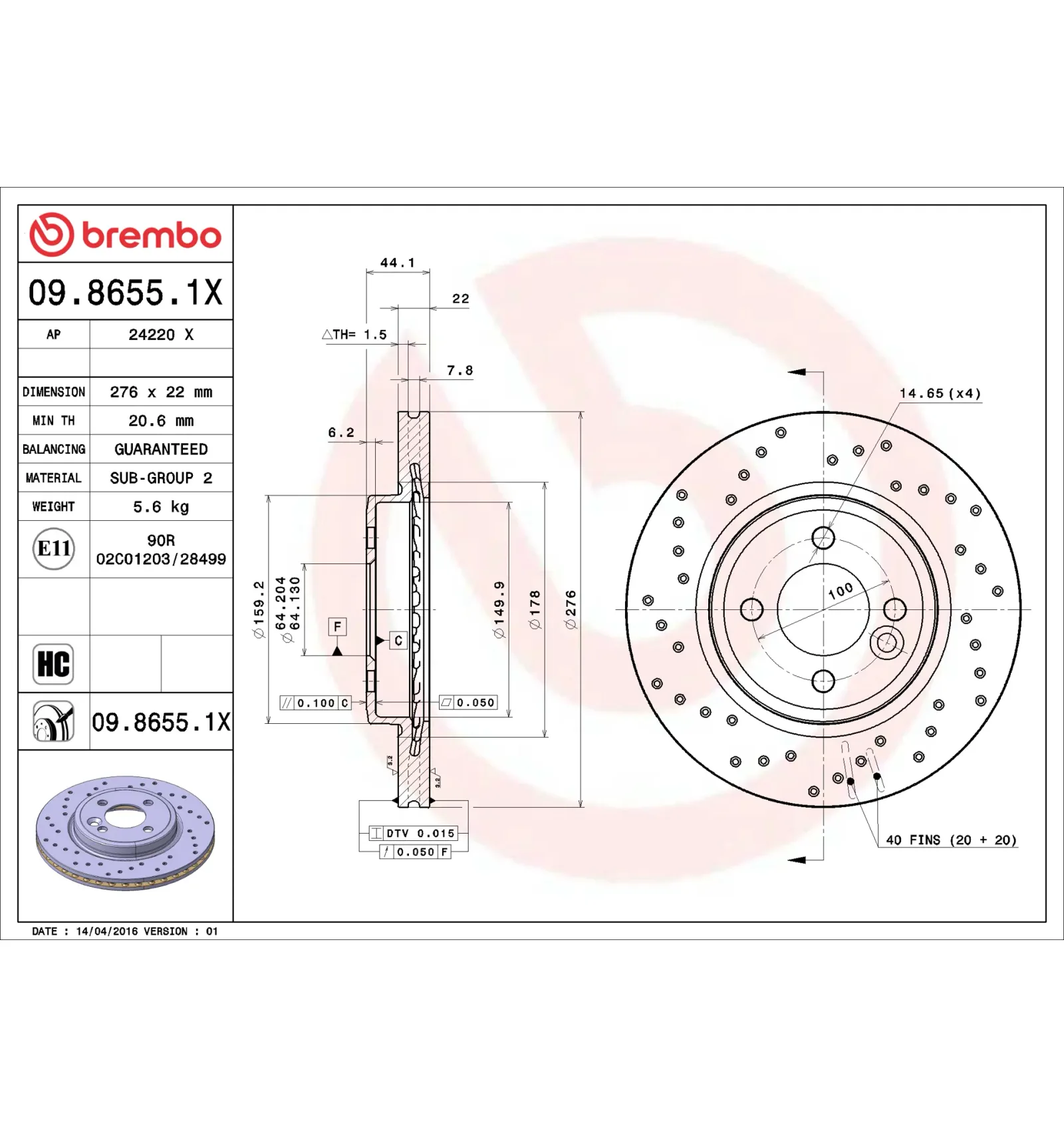 BMW MINI R50 R52 R53 Ön Fren Diski 34111502891 09.8655.1X BREMBO - BMW yedek parça