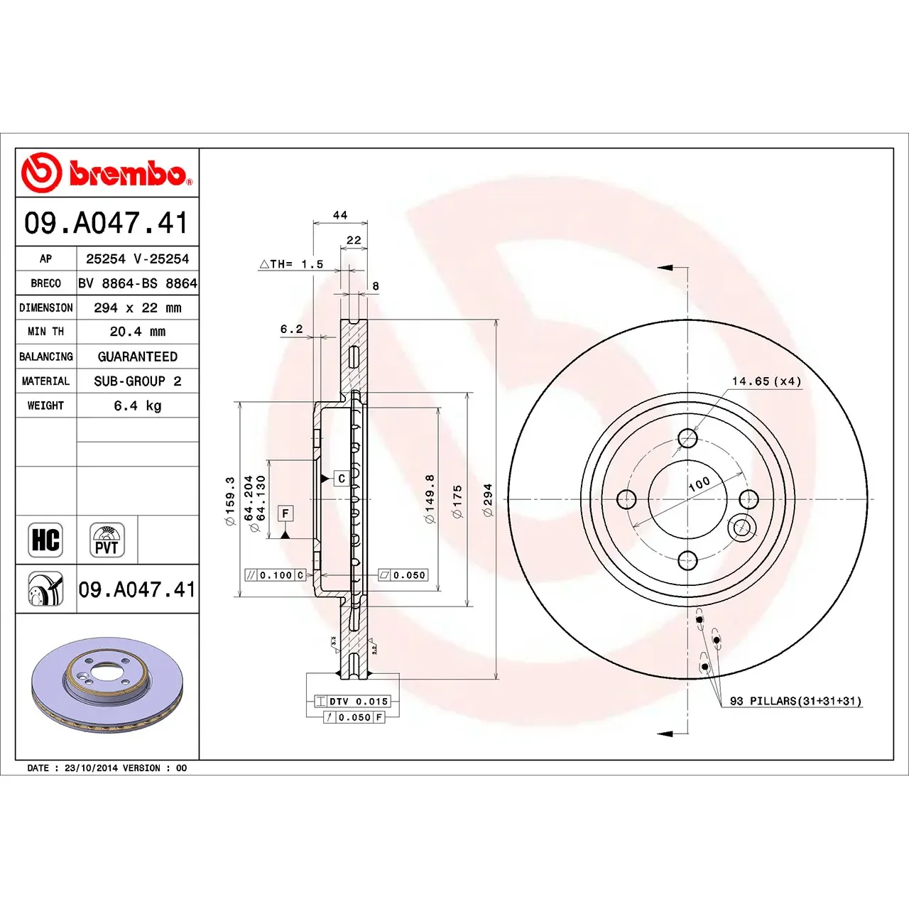 BMW MINI R50 R52 R53 Ön Fren Diski 34116768933 09.A047.41 BREMBO - BMW yedek parça