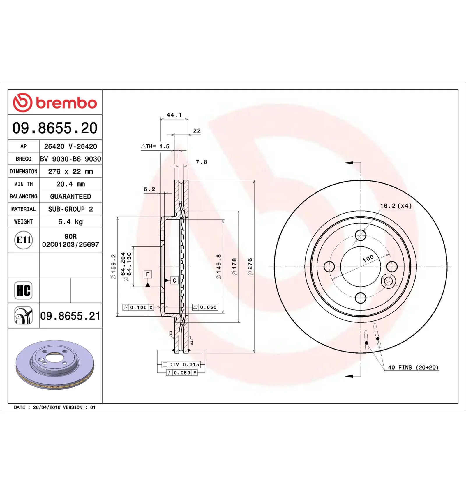 BMW MINI R50 R52 R53 Ön Fren Diski 34116774984 09.8655.20 BREMBO - BMW yedek parça