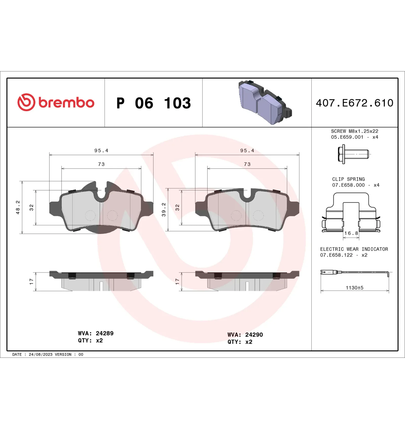 BMW MINI R55 R56 R57 Arka Fren Balatası 34212289154 P 06 103 BREMBO - BMW yedek parça