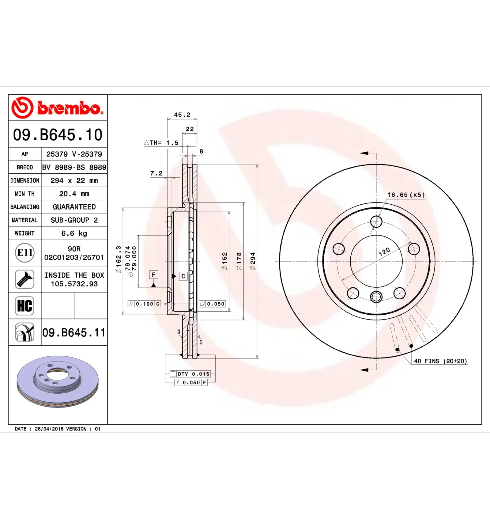 BMW MINI R60 R61 Ön Fren Diski 34119804828 09.B645.11 BREMBO - BMW yedek parça