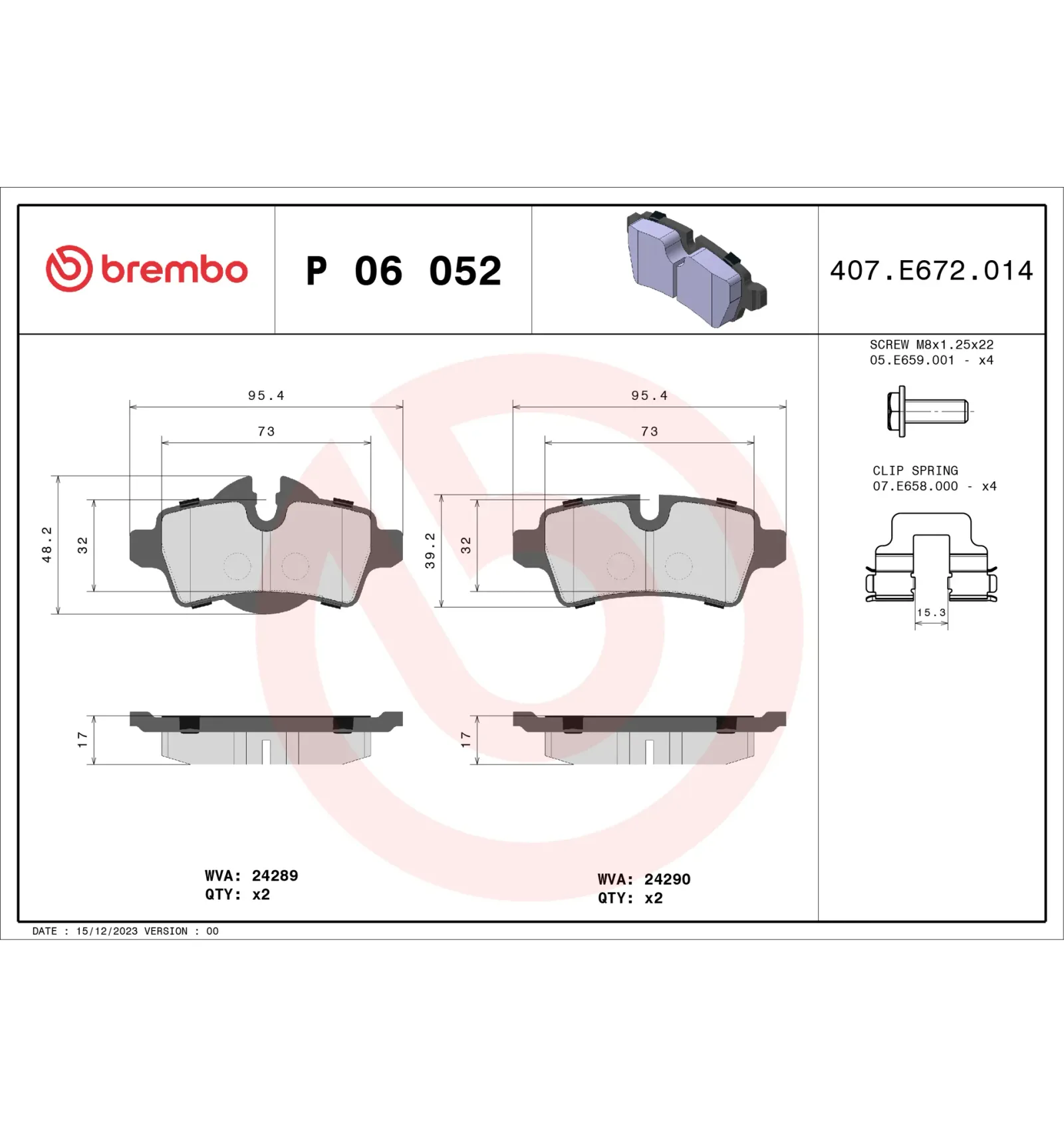 BMW R55 R56 R57 R58… Arka Fren Balatası 34212289155 P 06 052 BREMBO - BMW yedek parça