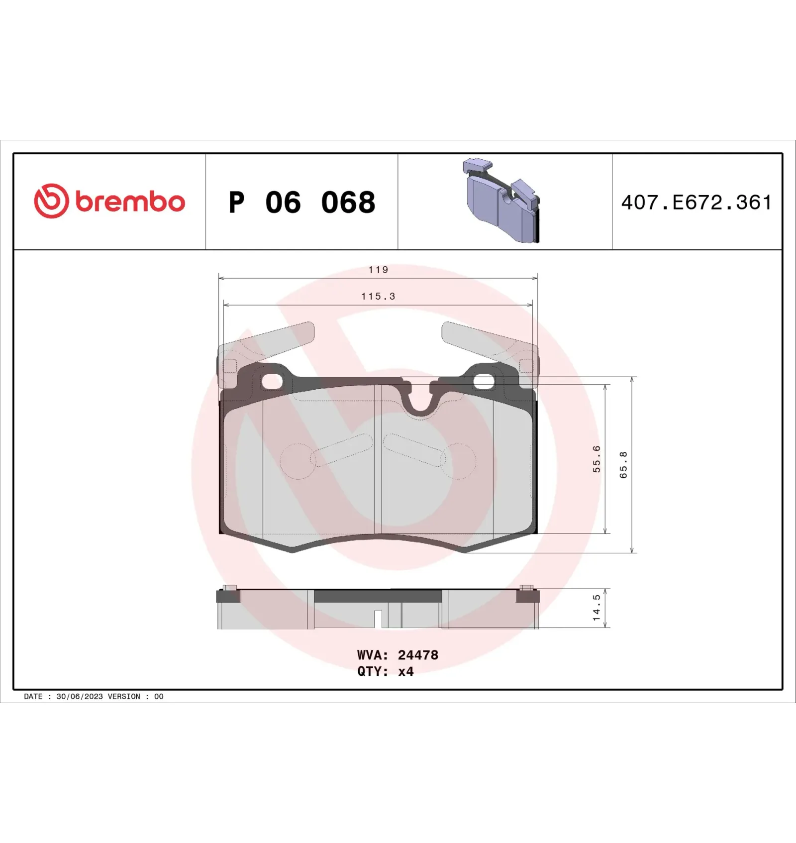 BMW R55 R56 R57 R58… Ön Fren Balatası 34116778719 P 06 068 BREMBO - BMW yedek parça