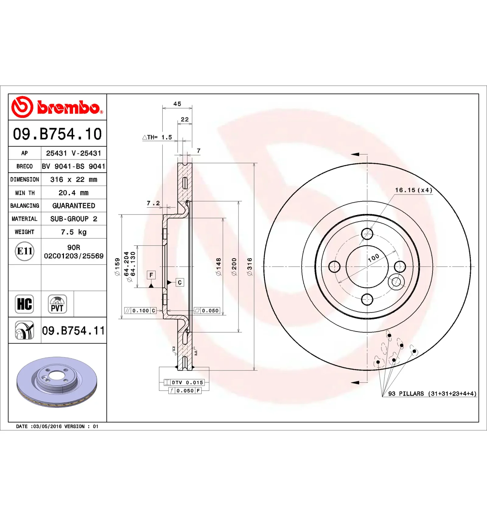 BMW R55 R56 R57 R58… Ön Fren Diski 34106784366 09.B754.11 BREMBO - BMW yedek parça