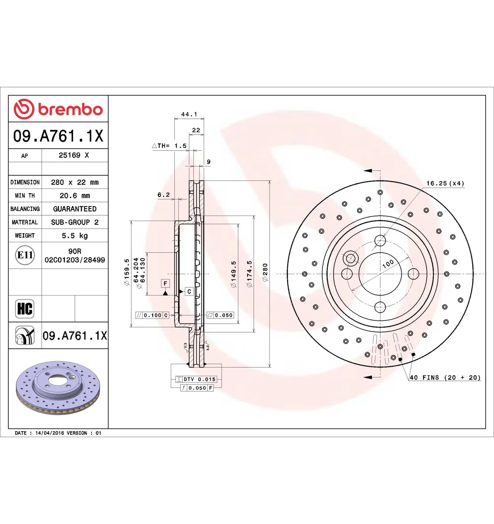 BMW R55 R56 R57 R58… Ön Fren Diski 34116774985 09.A761.1X BREMBO - BMW yedek parça
