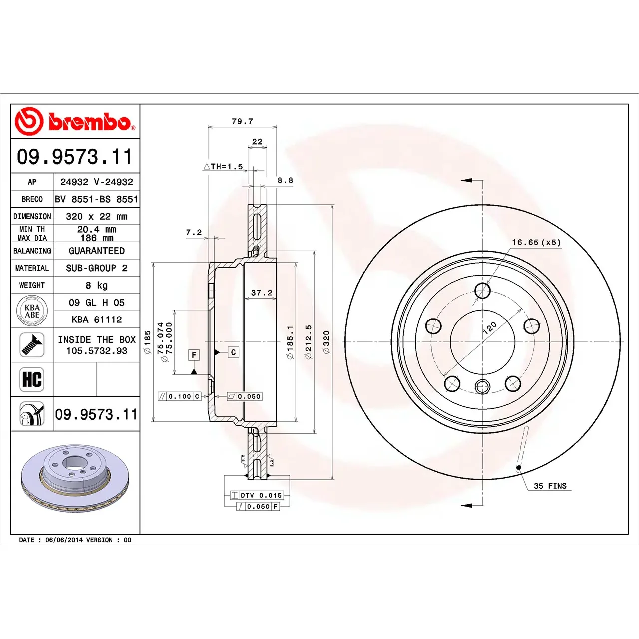 BMW X3 E83 Arka Fren Diski 34213332217 09.9573.11 BREMBO - BMW yedek parça