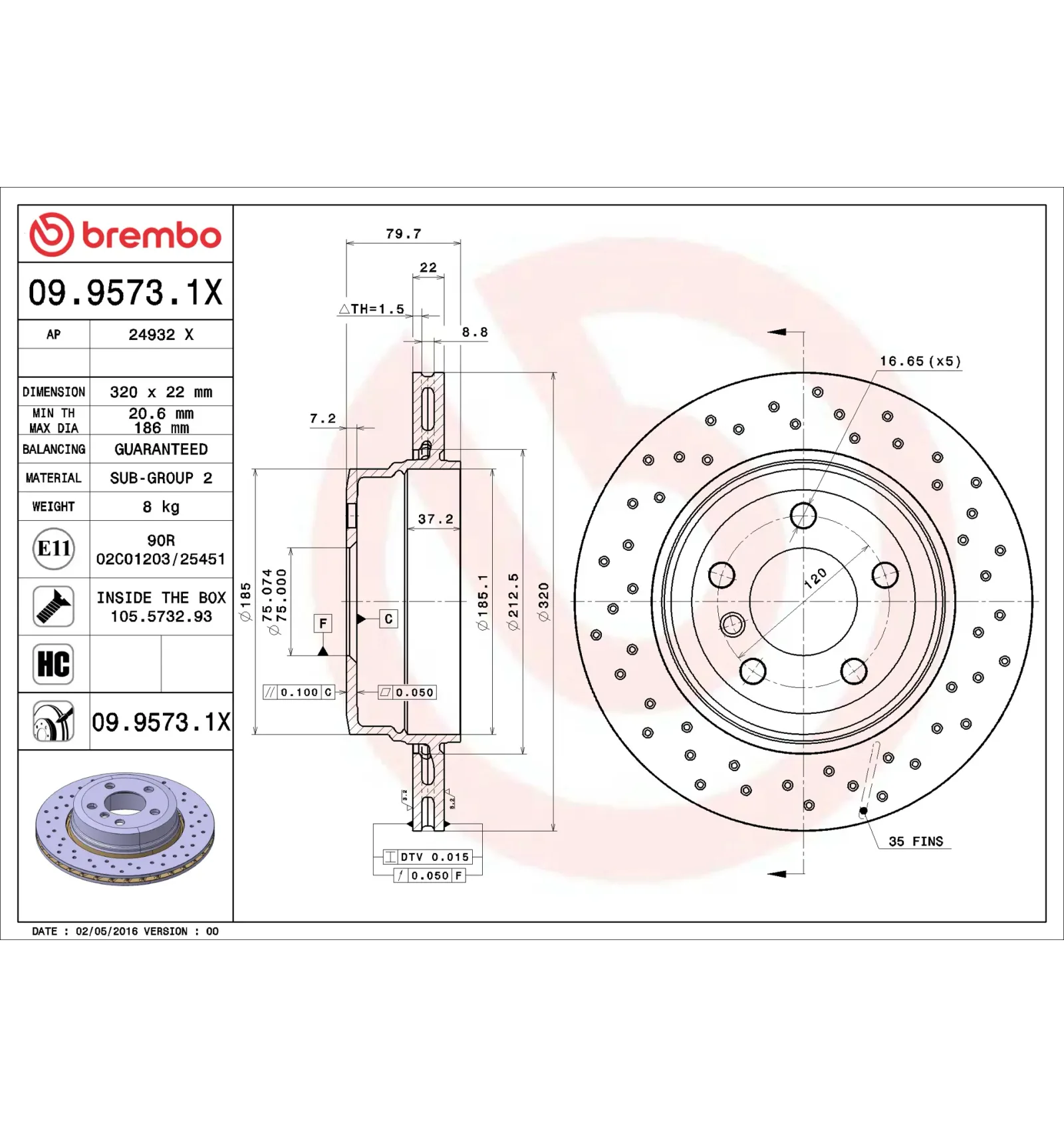 BMW X3 E83 Arka Fren Diski 34213332217 09.9573.1X BREMBO - BMW yedek parça