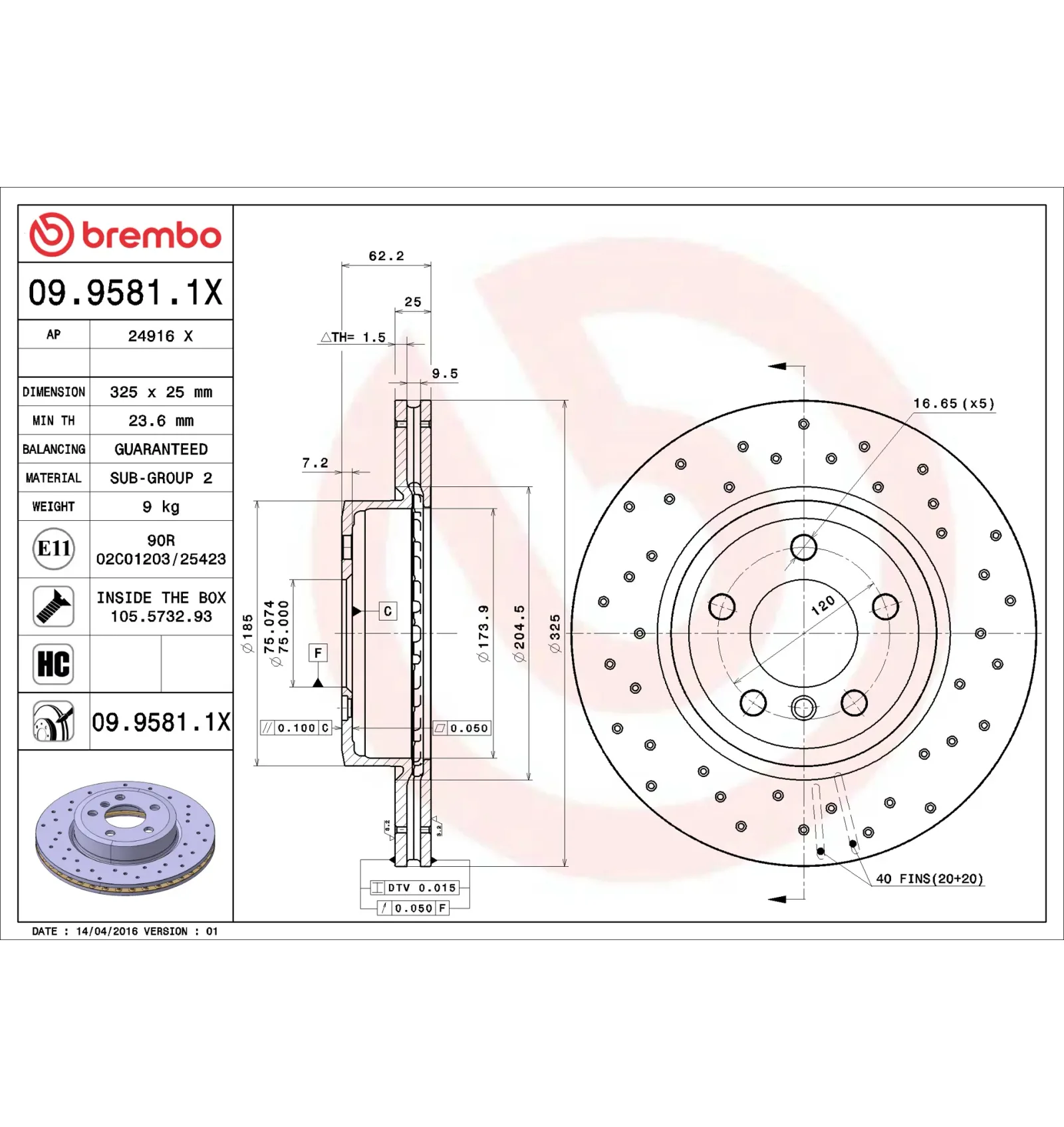 BMW X3 E83 Ön Fren Diski 34113400151 09.9581.1X BREMBO - BMW yedek parça