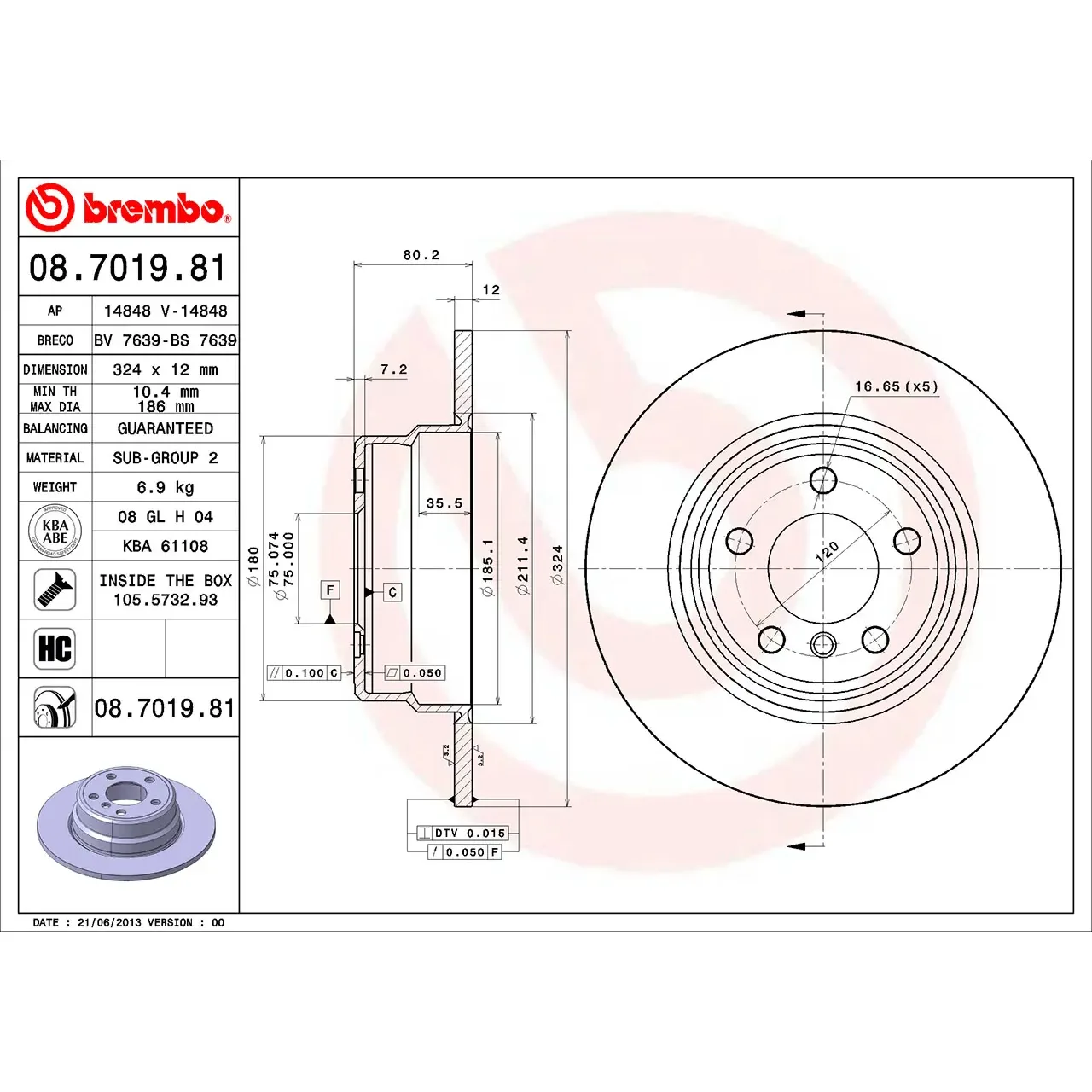 BMW X5 E53 Arka Fren Diski 34211164911 08.7019.81 BREMBO - BMW yedek parça