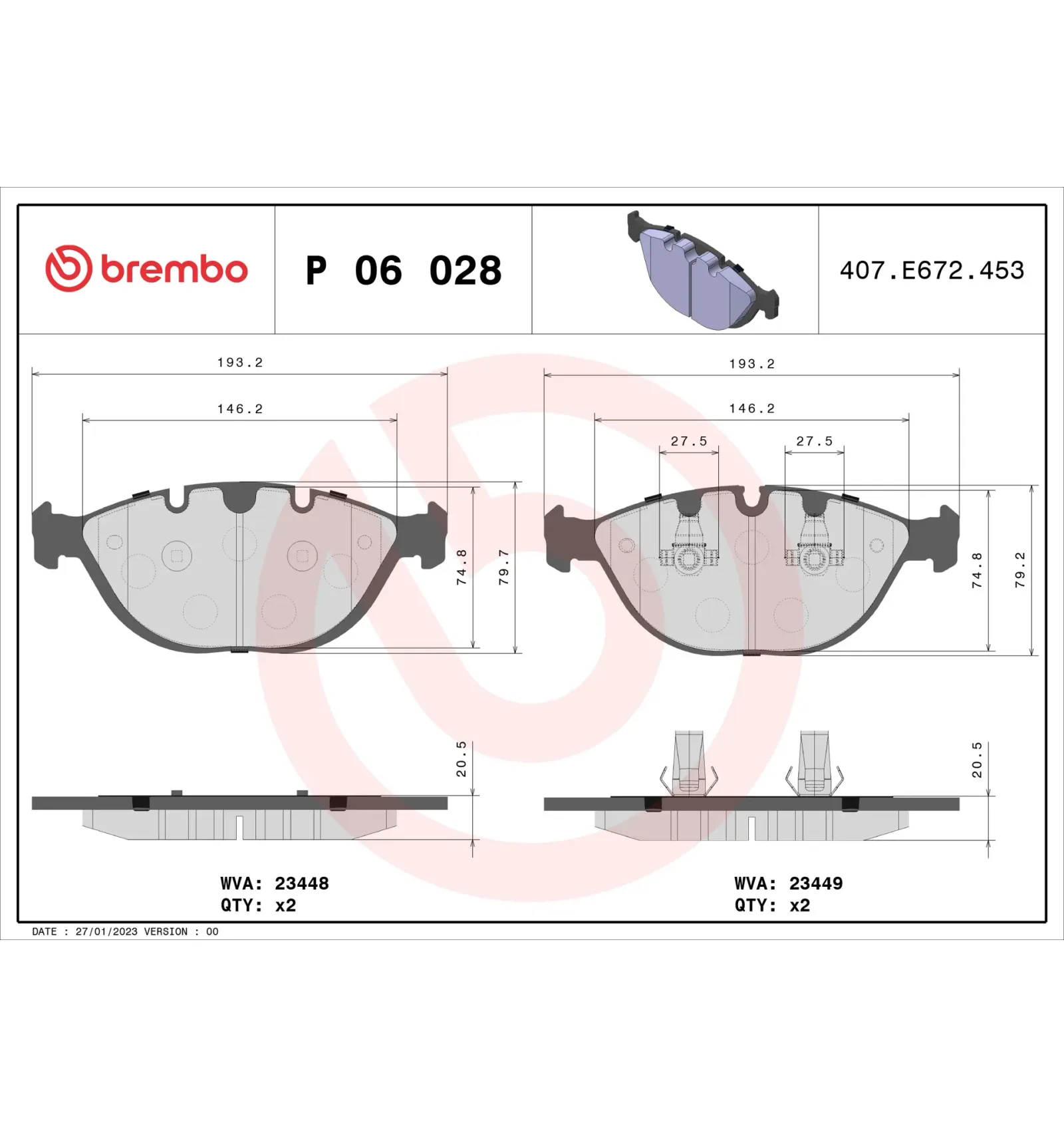 BMW X5 E53 Ön Fren Balatası 34112180420 P 06 028 BREMBO - BMW yedek parça