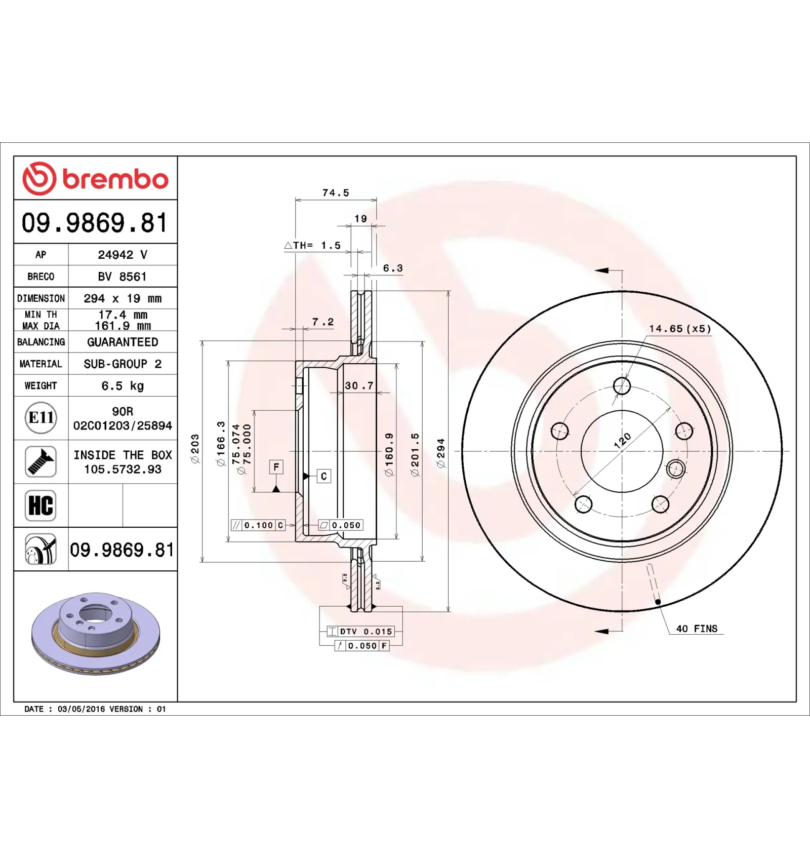 BMW Z4 E85 E86 Arka Fren Diski 34216754137 09.9869.81 BREMBO - BMW yedek parça