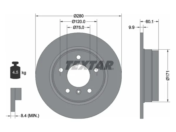 Fren Diski E36 E46 Arka Düz 316328i; 316/318i TEX_92055703 TEXTAR