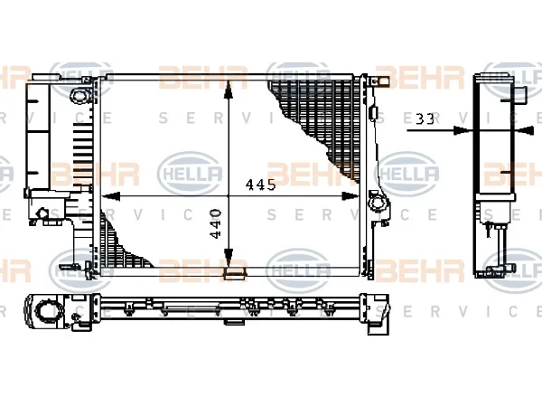 Motor Su Radyatörü E30 E36 [M40 M43 M50 M52] Man/Şanz (Klimalı) BHR_8MK376711084 HELLA