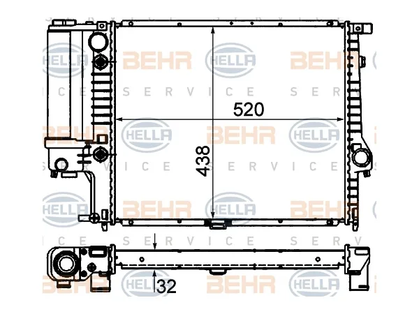 Motor Su Radyatörü E34 [M20 M50] Otm/Şanz (Klimalı) BHR_8MK376713104 HELLA