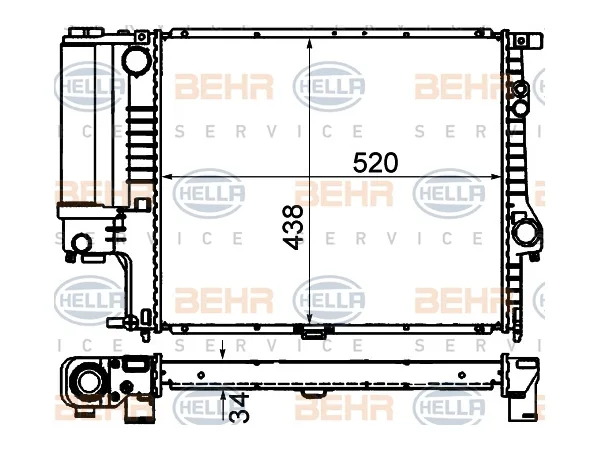 Motor Su Radyatörü E39 [M52] Otm/Şanz (Klimalı) 1996-98 BHR_8MK376888134 HELLA