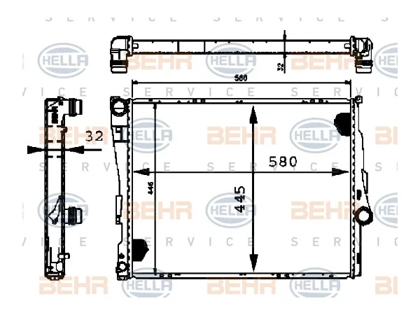 Motor Su Radyatörü E46 [M43 M47 M52 M54 M57 N42 N45N46N] Man/Şanz (Klimasız) BHR_8MK376716244 HELLA