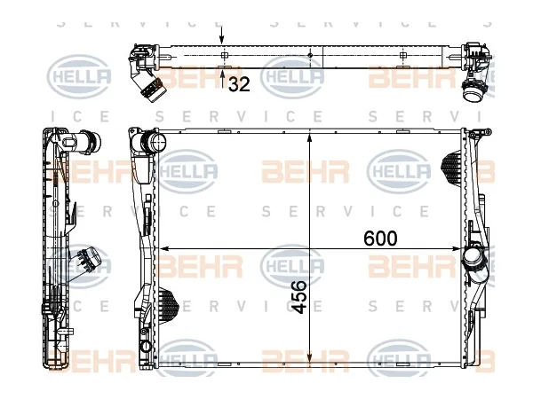 Motor Su Radyatörü E87 E90 [N45 N46] Otm/Şanz (Klimalı) BHR_8MK376754054 HELLA