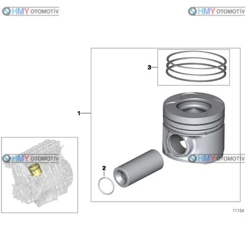 Piston Bmw 84.03Mm Standart E46 E60 E65 E83 E53 3 Serisi 5 Serisi 7 Serisi X3 X5 11257788397 8770223Std