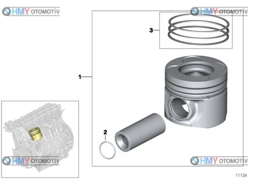 Piston Bmw M47 4 Adet-M57- 6 Adet-0.50 E46 E53 3 Serisi X5 11217787000 8770230050