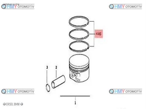 Sekman M52 Std (84X1.5+1.5+2Mm) Bmw Standart(84.00-1.5.75X3) E36 E36 E46 E39 3 Serisi 5 Serisi 11251437142 0681550050