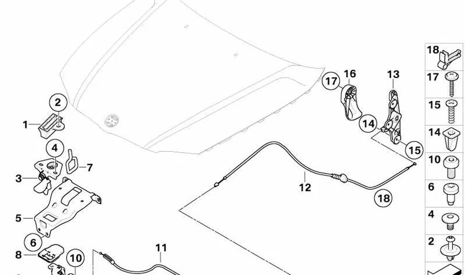 BMW 1 Serisi E81 E82 E87 E88 Sonrası Ön Kaput Teli 51237184457