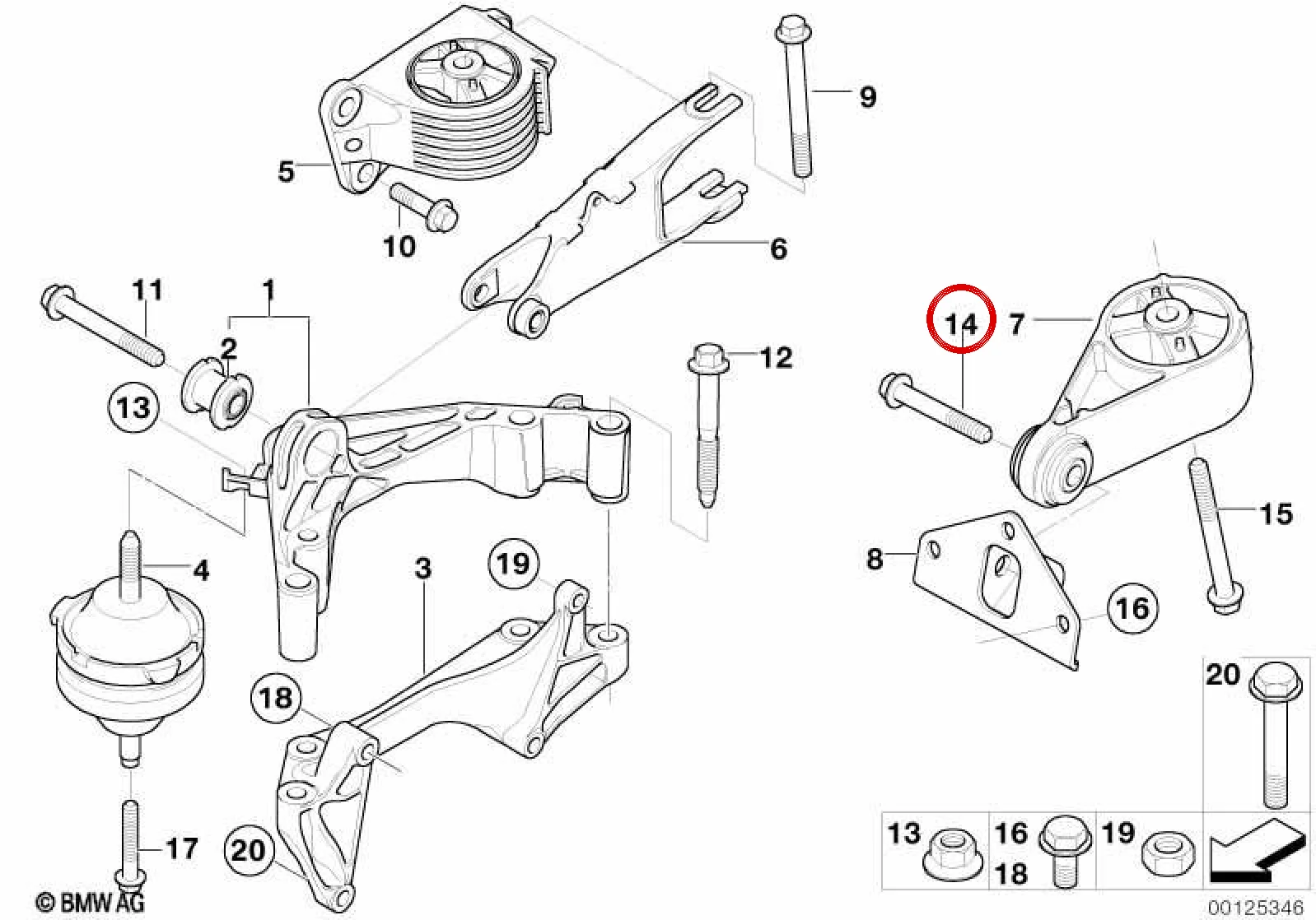 BMW MINI R50 R52 R53 Altıgen Cıvata M12x1,5x60 07119904156