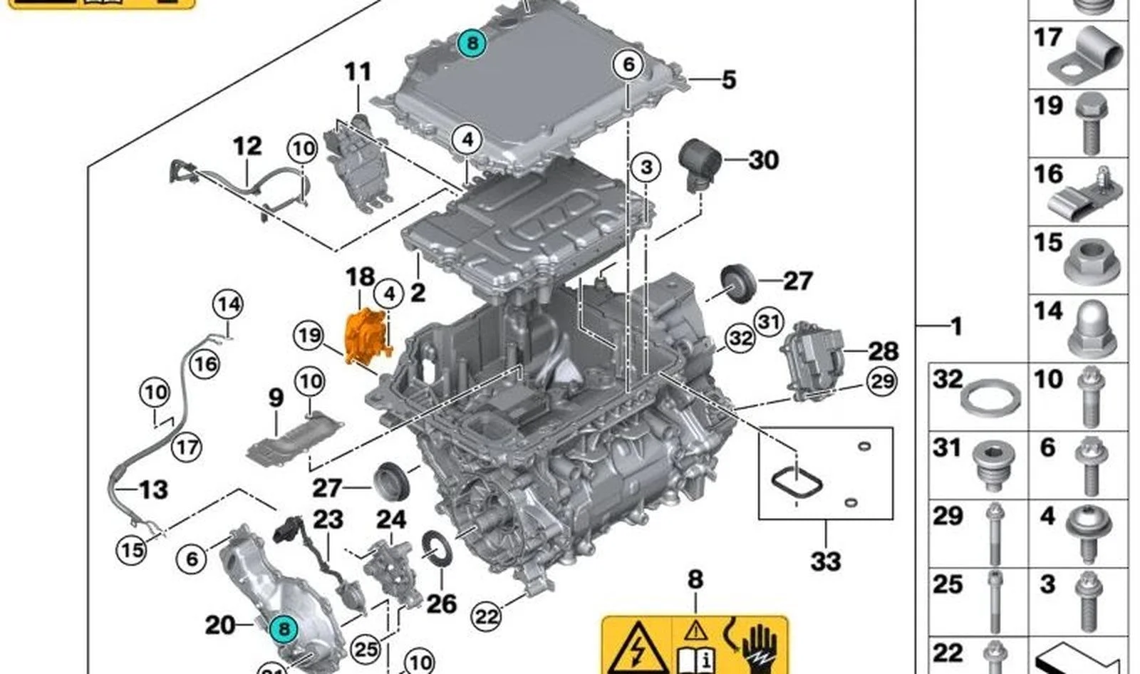 BMW G08 G60 G70 U11 Elektrik Motoru Cıvatası 07119909319