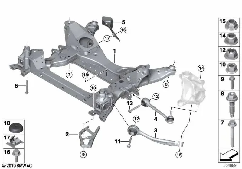 BMW F97 F98 Yuvarlak Başlı Altıgen Cıvata 07119909667
