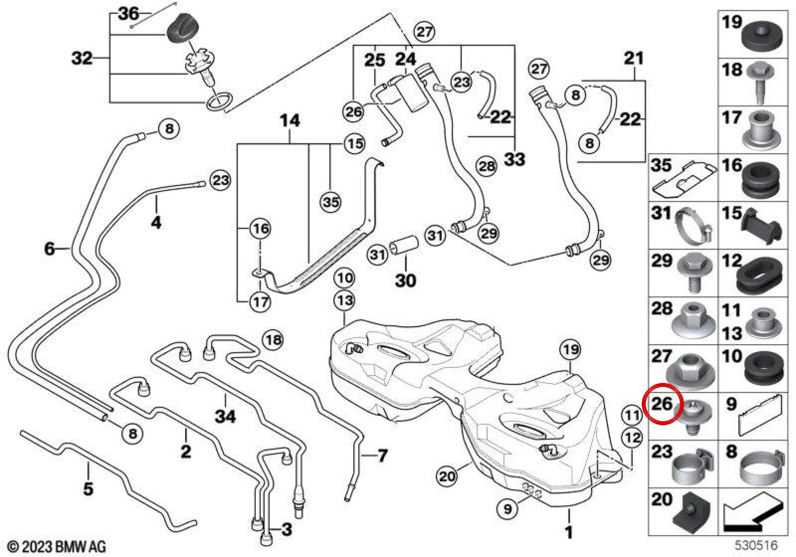 BMW E36 E60 E61 E65… Termoplastik Parça Vidası 5x12 07129906168