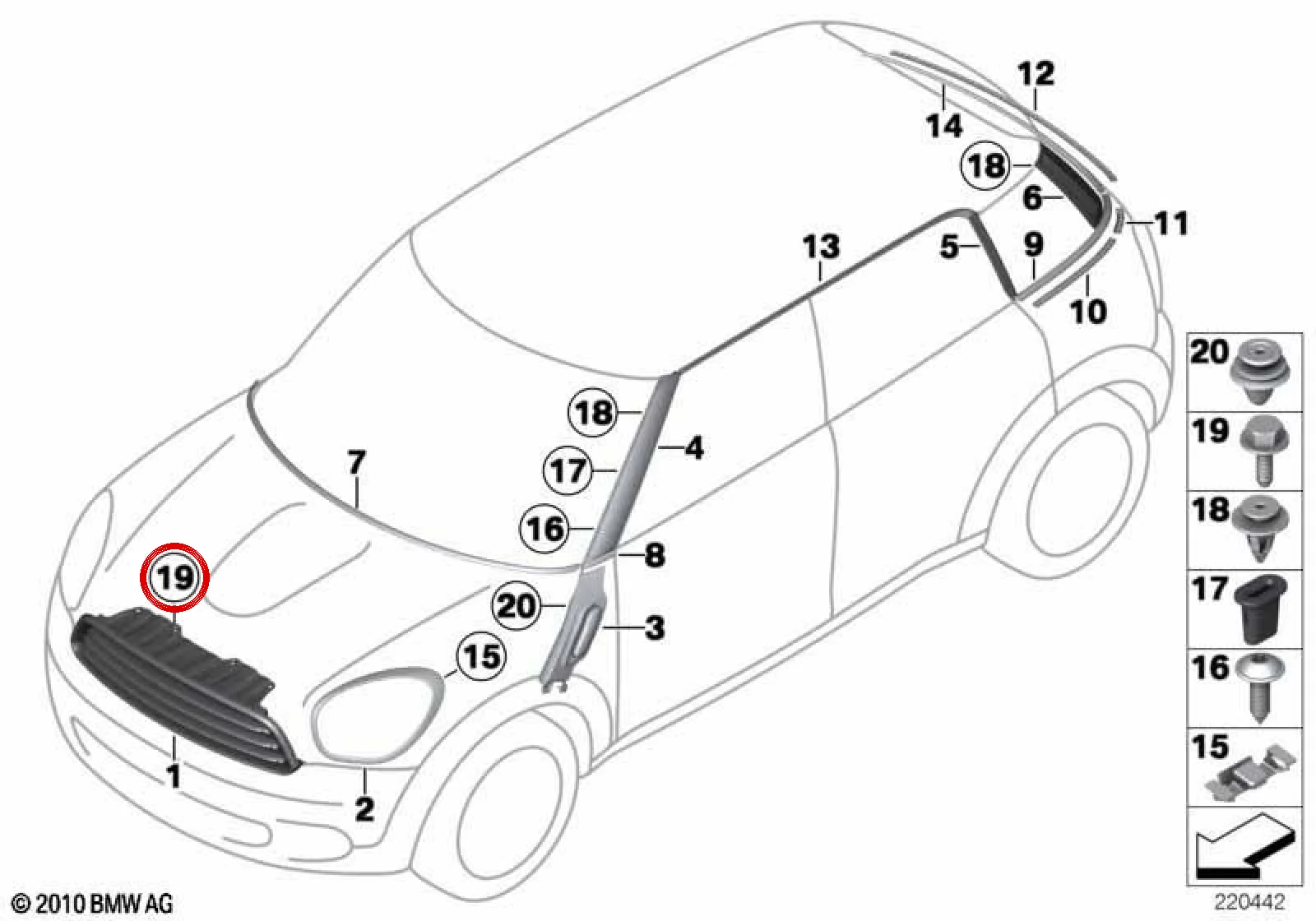 BMW E70 E71 R60 R61 Arka Kaplama Altıgen Cıvatası 07143448464