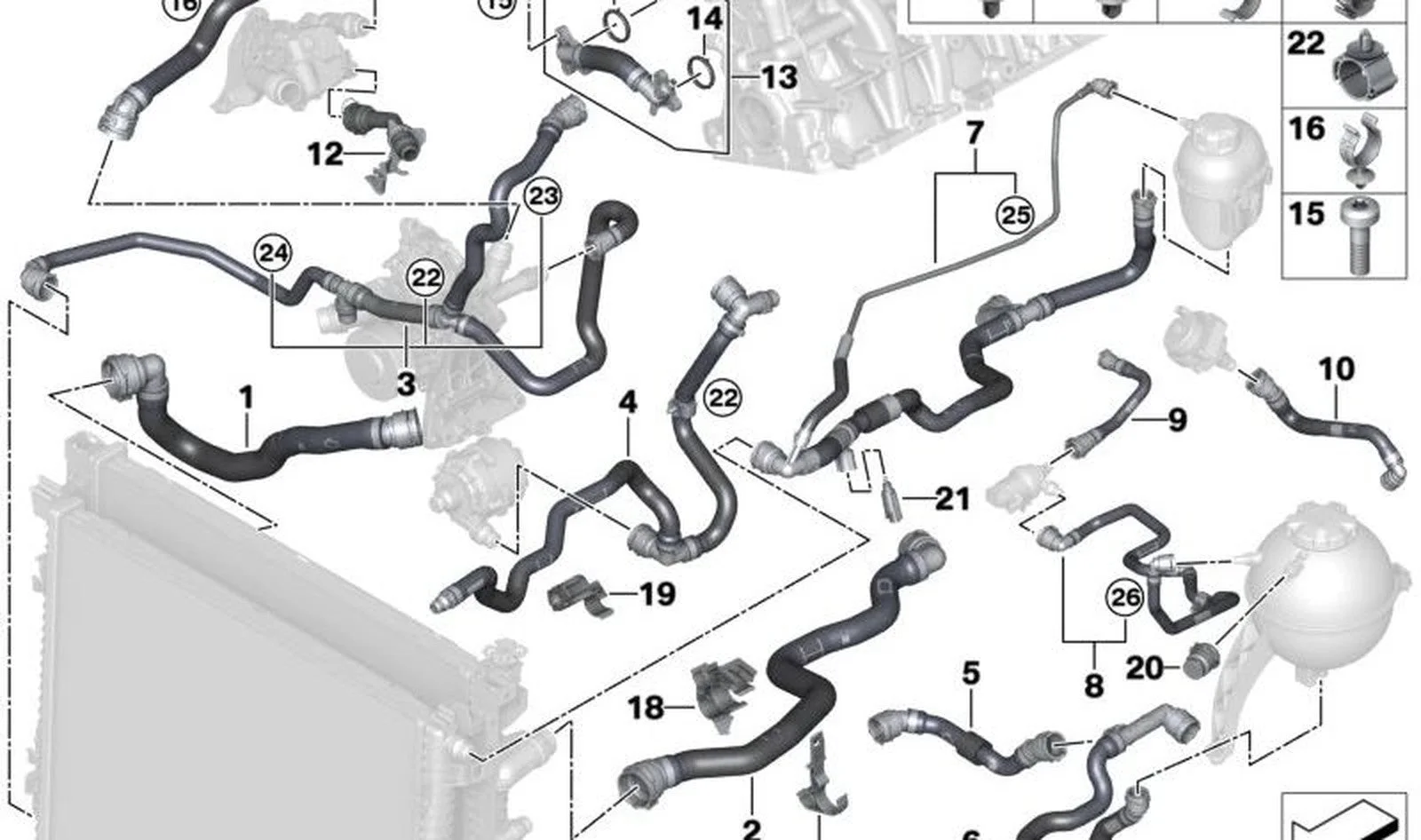 BMW G05 G06 G07 G30… Soğutma Hortumu Tutucusu 07146844851