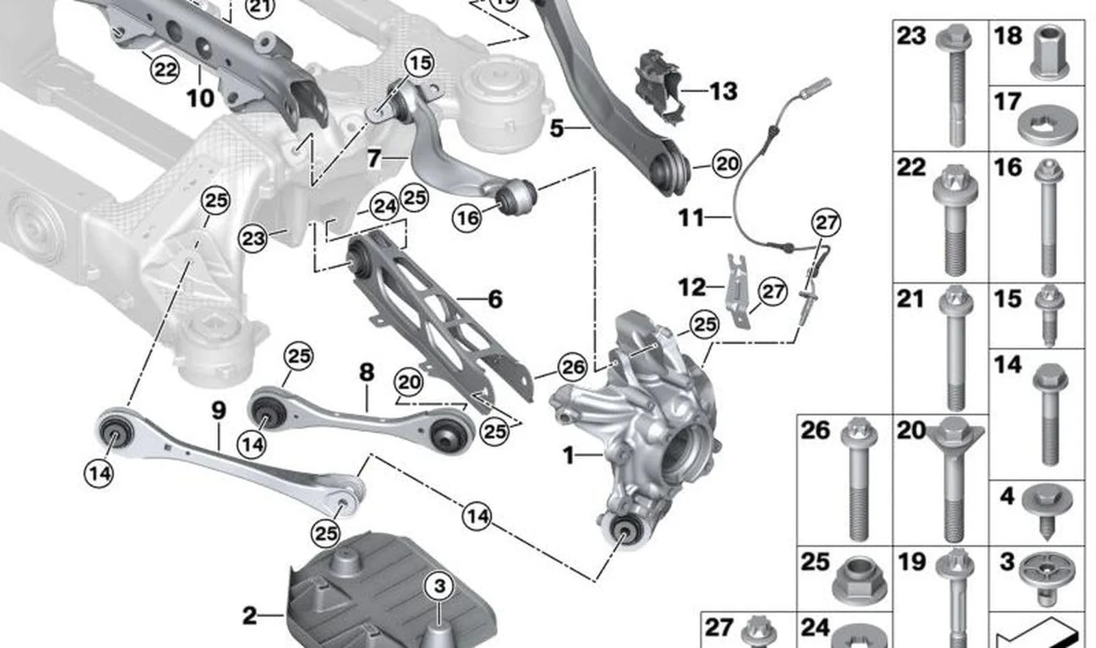 BMW G60 G70 Uzun Birleşik ASA Cıvata 07146893778