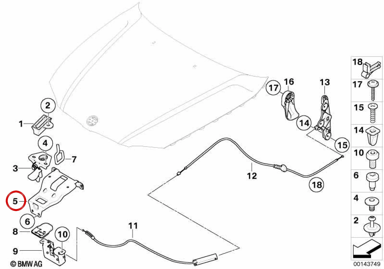 BMW 1 Serisi E81 E87 Ön Kaput Kilit Demiri 51647123405