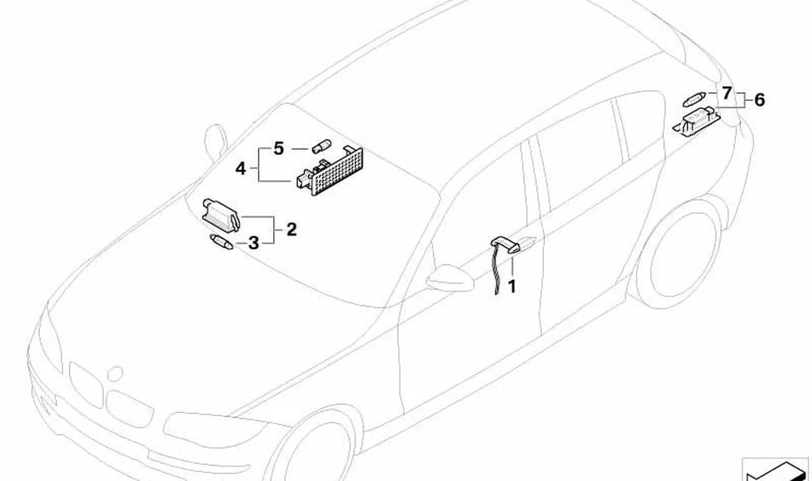 BMW 1 Serisi E87 Kapı Kol Aydınlatma Sağ 63316933278