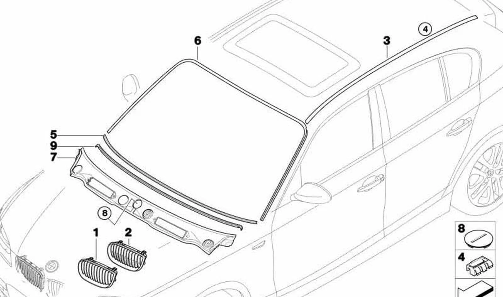 BMW 1 Serisi E87 Ön Panjur Sol 51137077129