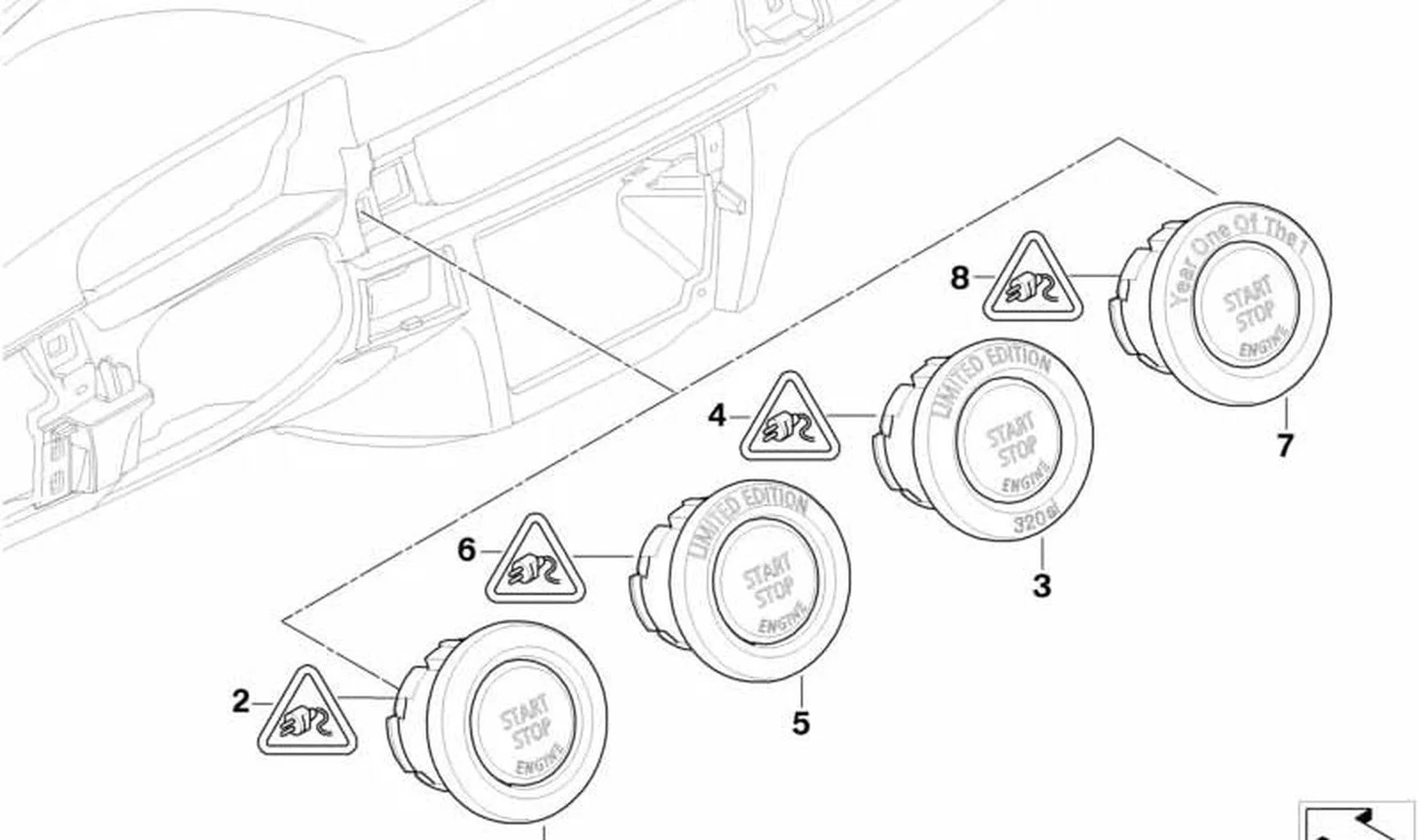 BMW 1 Serisi E87 Start/stop Butonu 61316949499