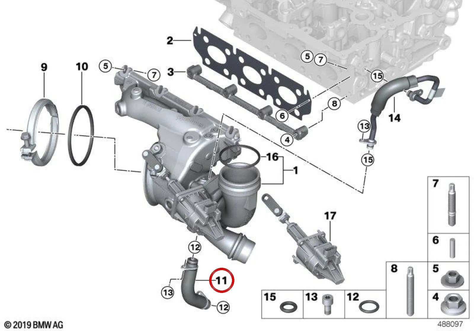 BMW 1 Serisi F20 B38 30 Lci Turbo Yağ Hortumu 11427617537