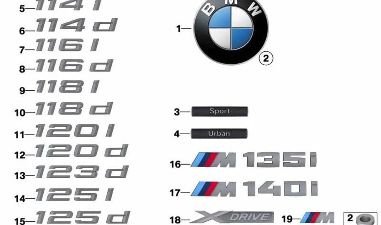 BMW 1 Serisi F20 Urban Çam Yazı Amblem Logo 51147327766