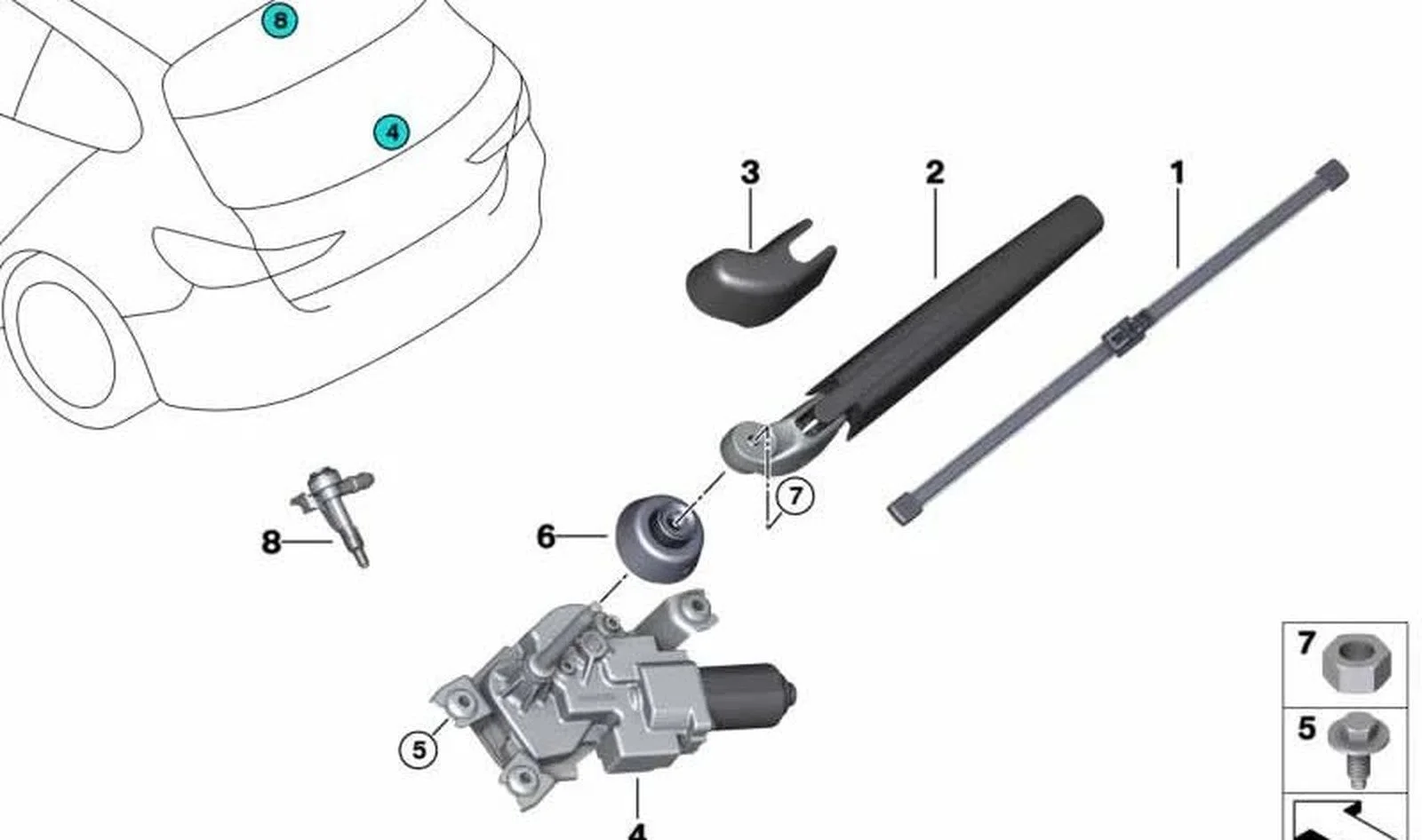 BMW 1 Serisi F40 Arka Silecek Motoru 67638495516