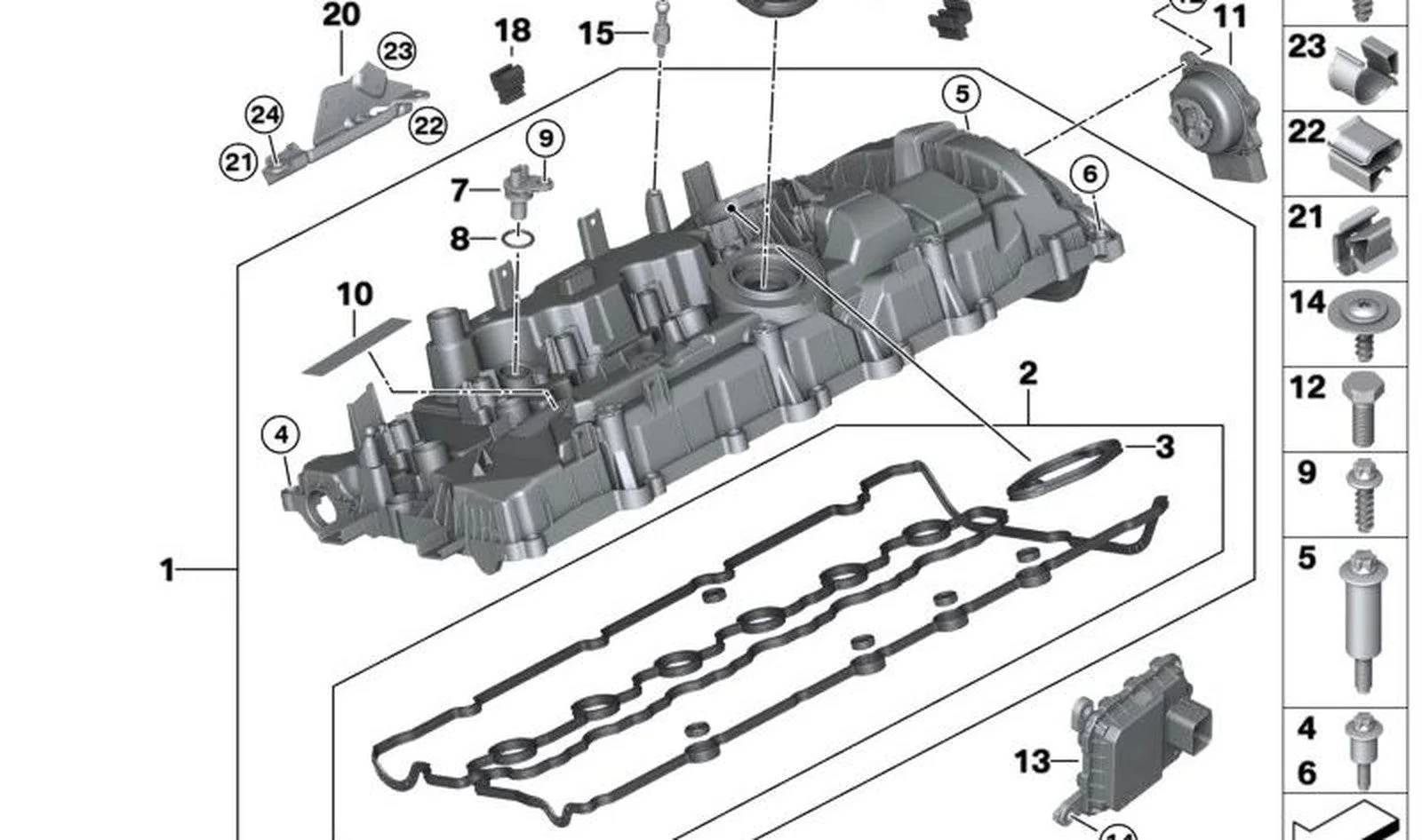 BMW G05 G60 G70 Silindir Kapağı Üst Kapağı 11121021195