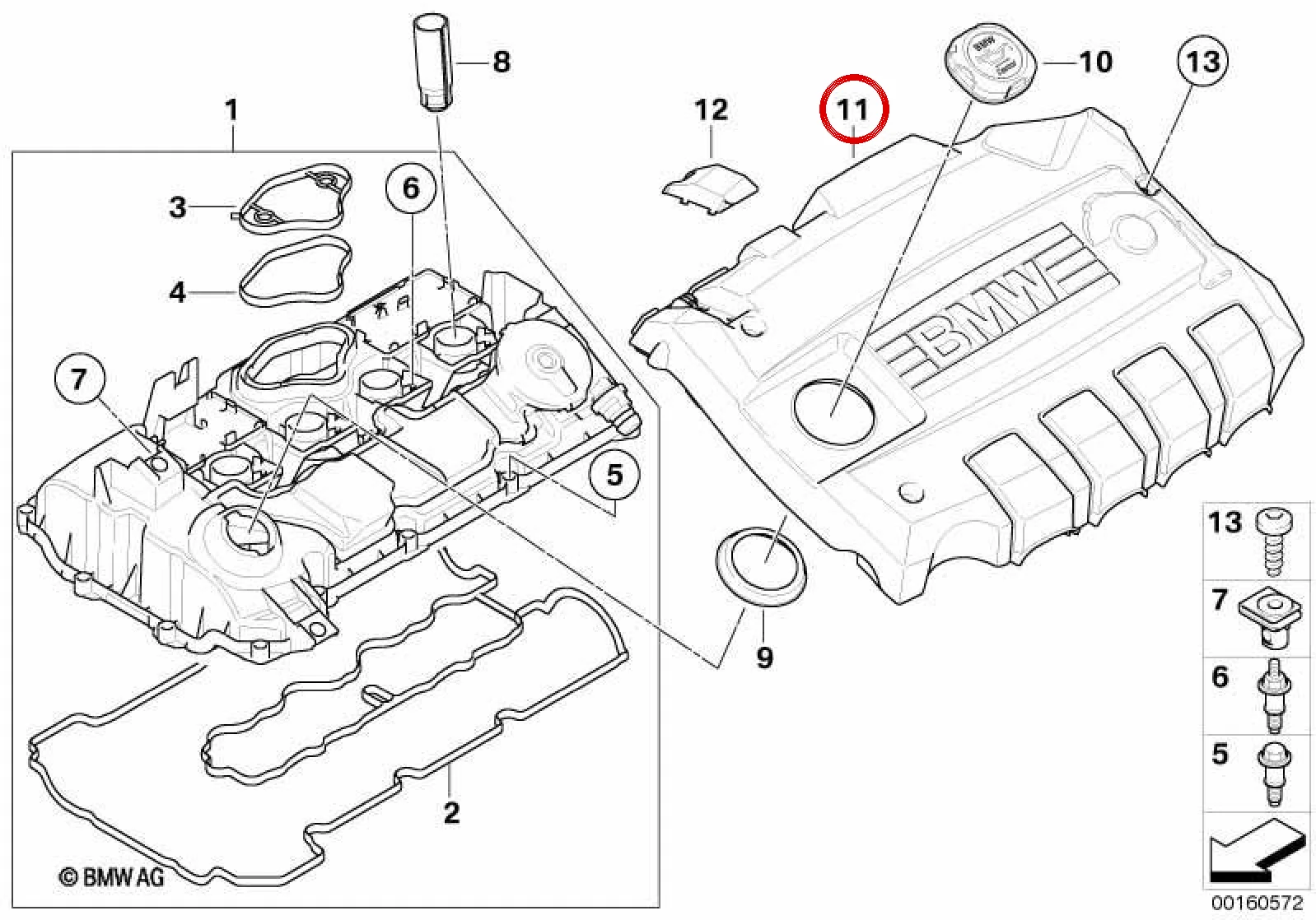 BMW E81 E82 E87 E88… Ateşleme Bobini Üst Kapağı 11127556033