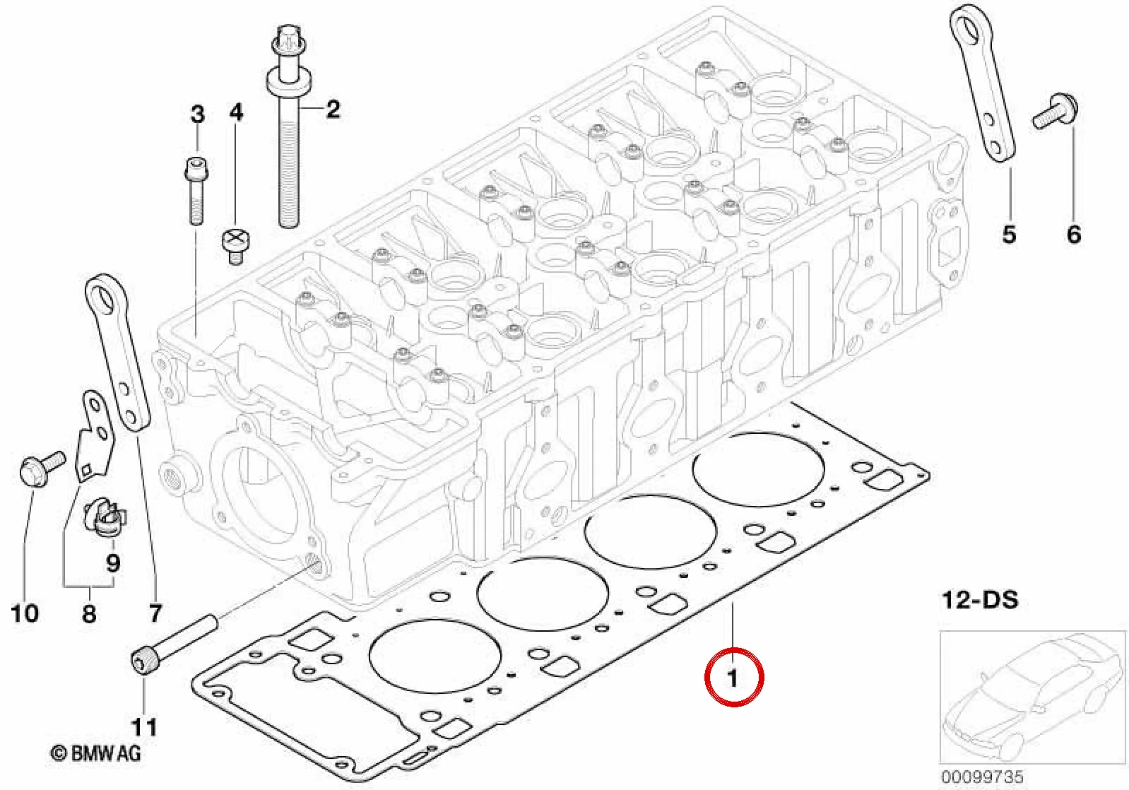 BMW 7 Serisi E38 E65 E66 Silindir Kapak Contası 3 Delikli 11127788652