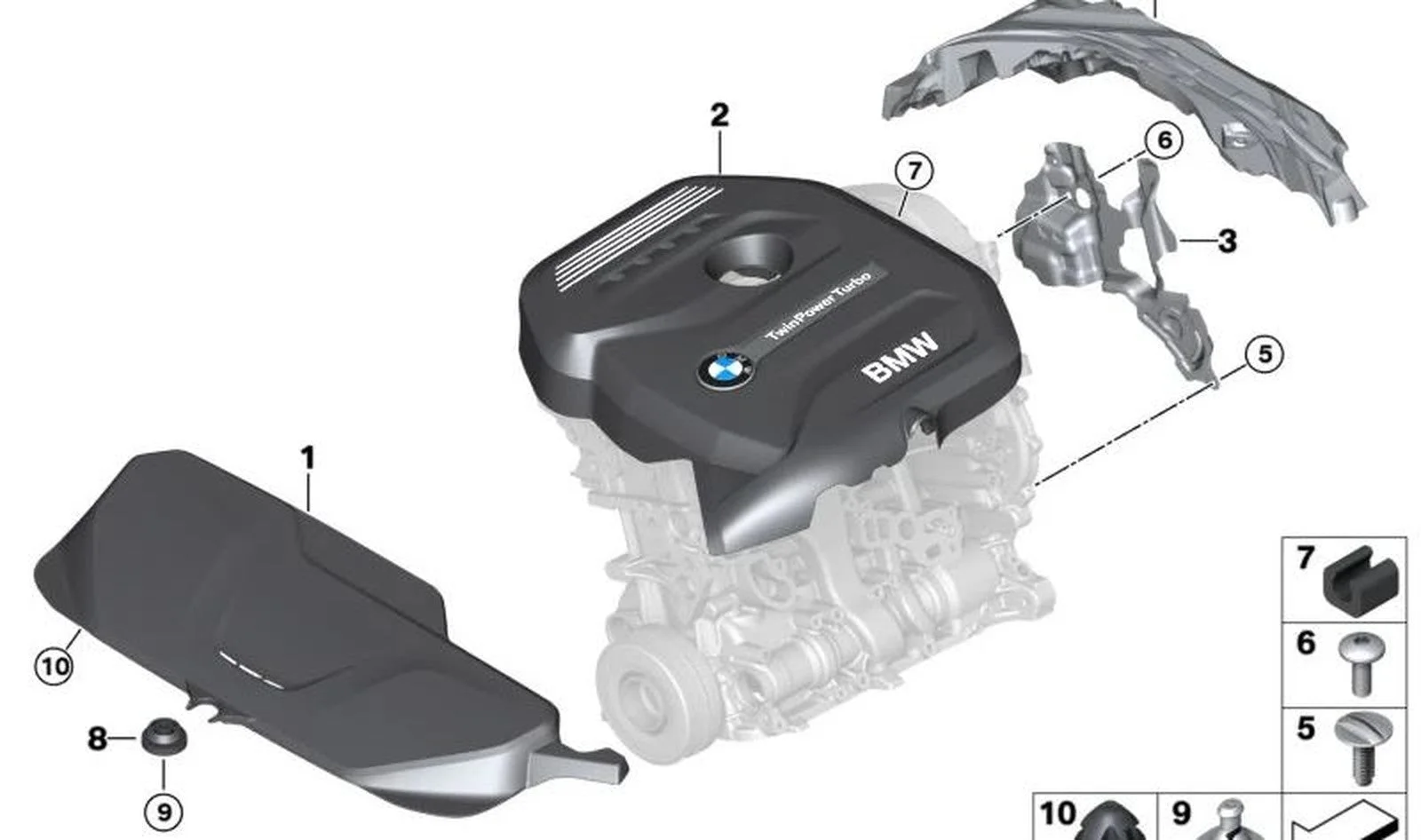 BMW F20 F21 F22 F23… Motor Ses Yalıtım Kapağı 11128621822