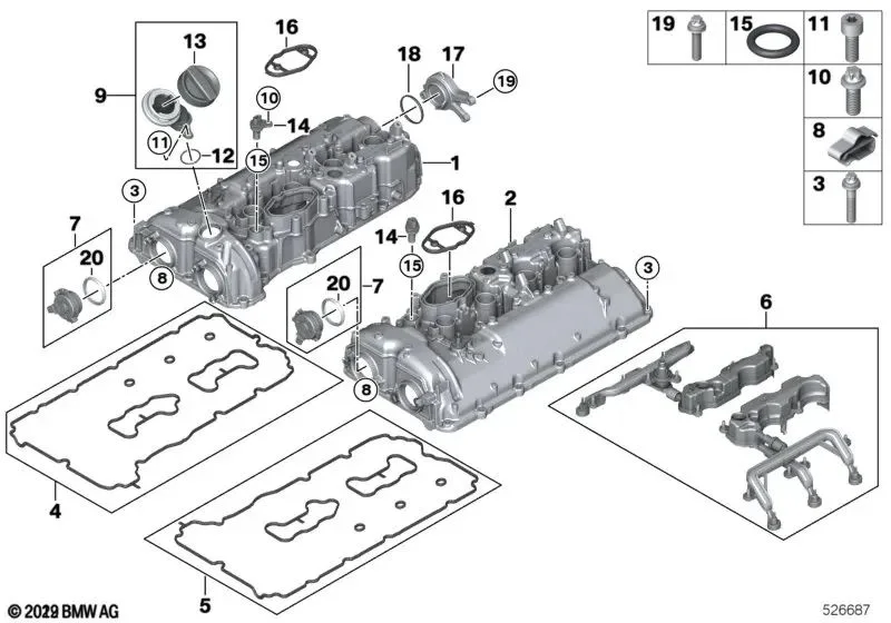 BMW F90 F91 F92 F93 Silindir 1-4 M Külbütör Kapağı 11128699192