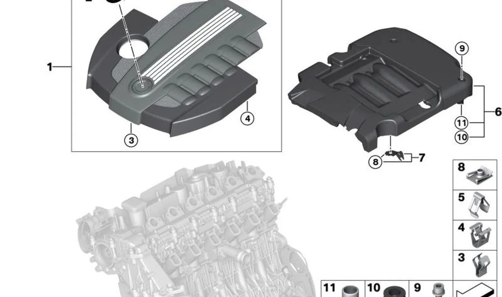 BMW E46 E53 E60 E61… Motor Ses Yalıtım Kapağı Tutucusu 11147807251