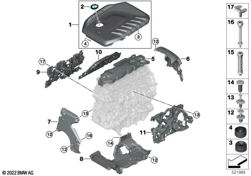 BMW G05 G06 G07 G60… Motor Ses İzolasyon Kapağı 11148490329