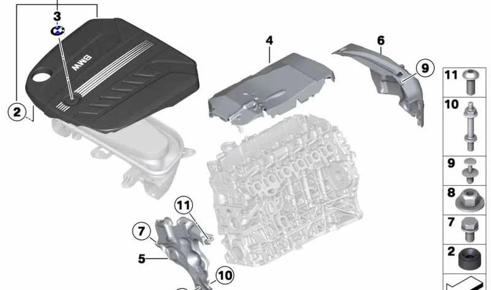 BMW E70 E71 F01 F02… Ön Motor Ses Yalıtım Kapağı 11148490572
