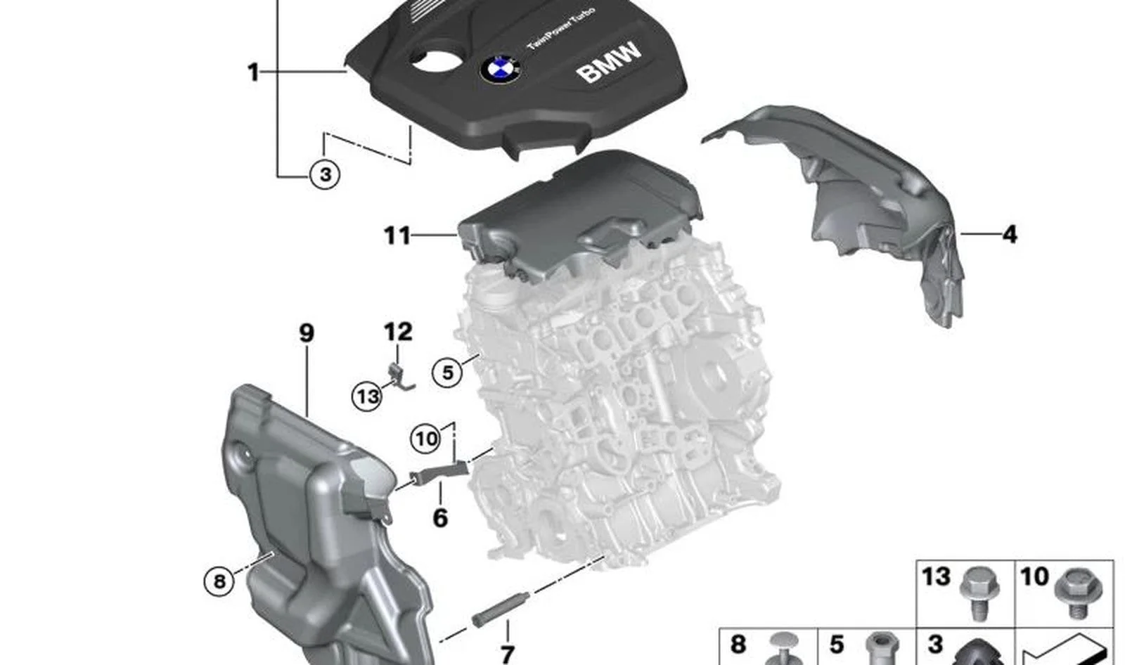 BMW F10 F11 F15 F20… Arka Motor Akustik Kapağı 11148513138